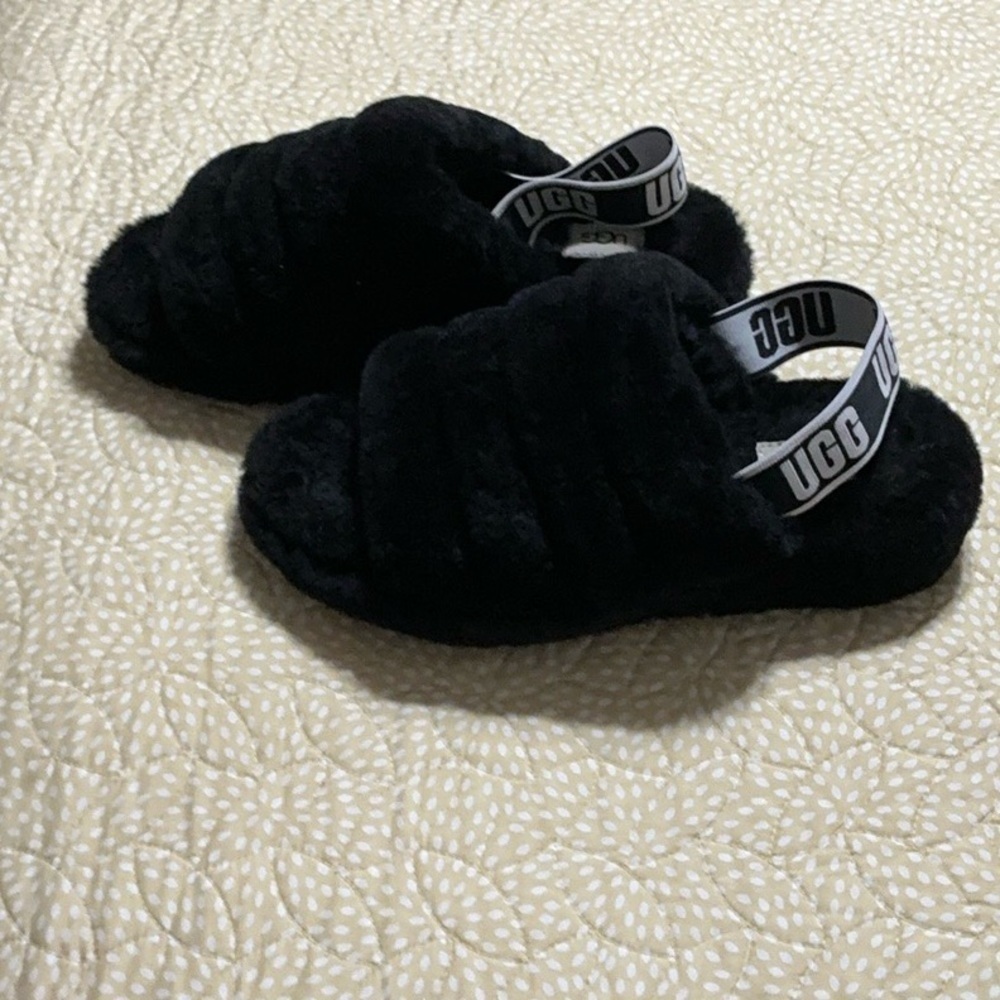 Ugg Women's Fluff Yeah Blk Comfort Slides Slippers Size 8 - Picture 6 of 13